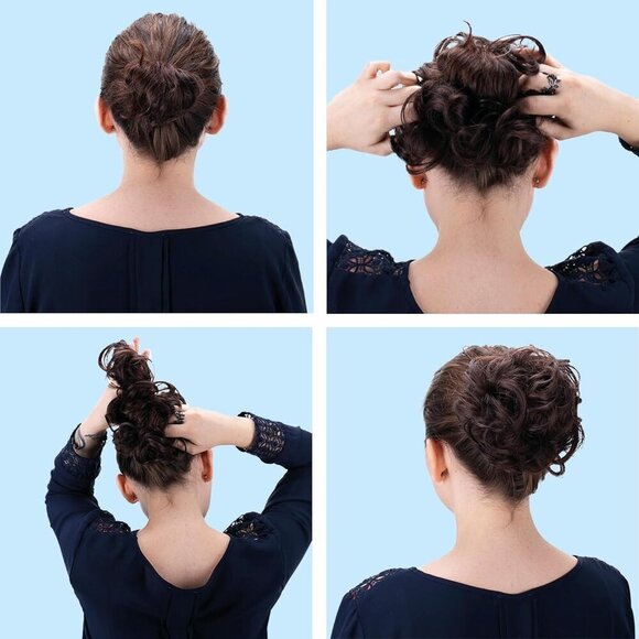 Human Hair Scrunchie Hair Piece Updo Braid Messy Bun Black Brown